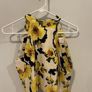 J.O.A. Yellow Floral Halter Tank Top